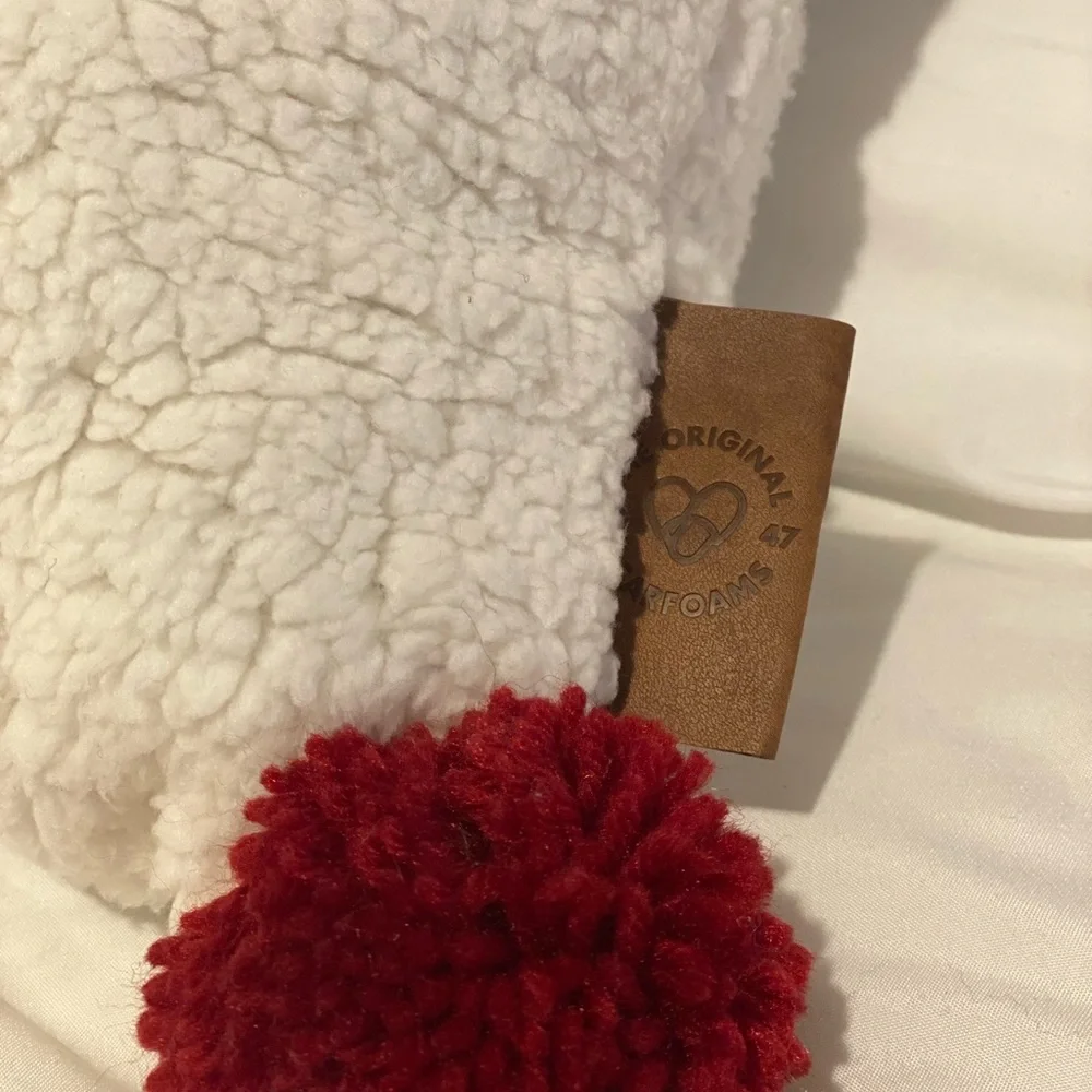 Dearfoams Bear Hug Pillow with Pom Poms, 20" × 20", Sherpa - Picture 2 of 5